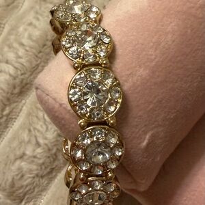 Rhinestone Gold Tone Women's Stretch Bracelet